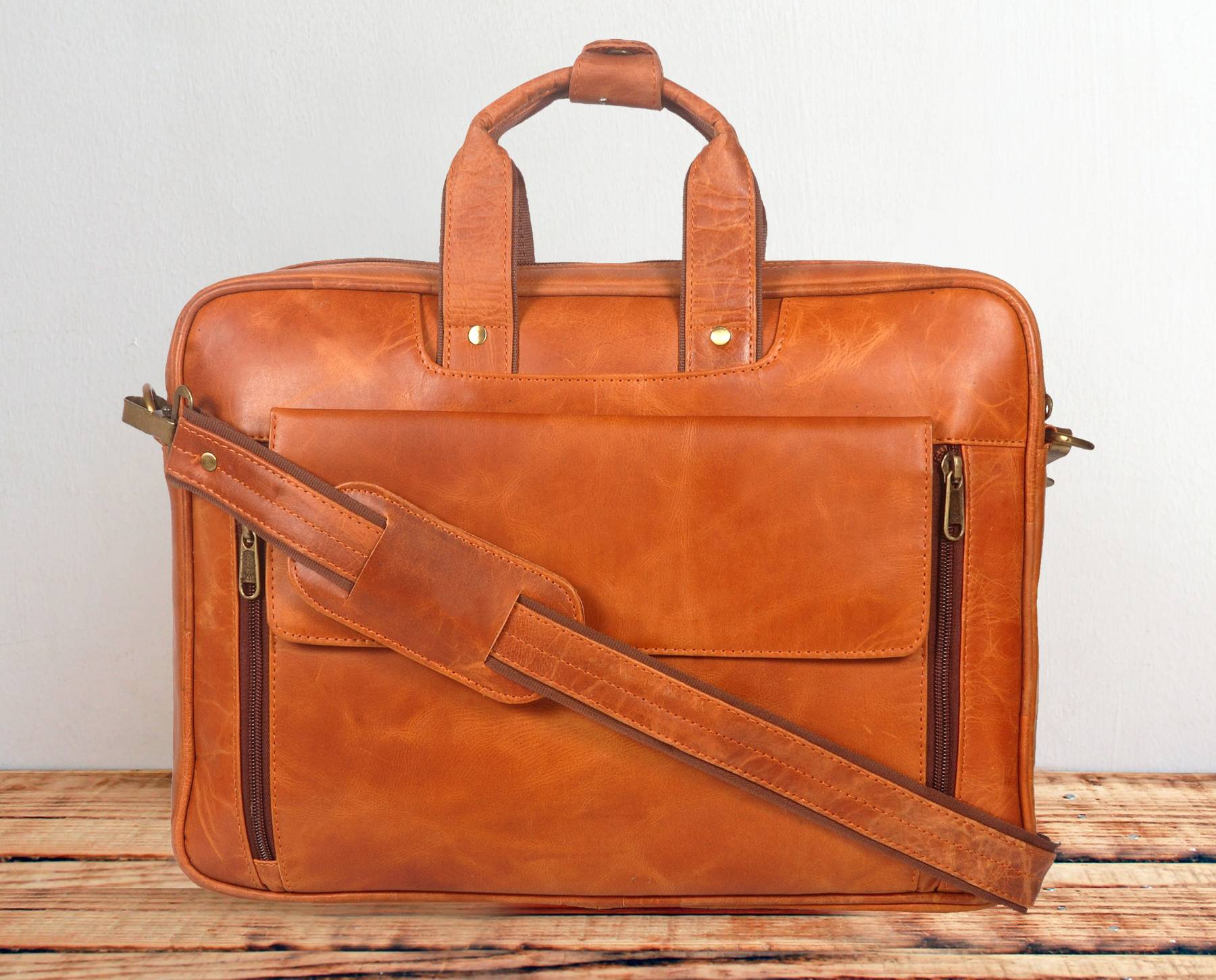 Expandable Leatherette Brown Unisex Office Laptop Messenger Bag